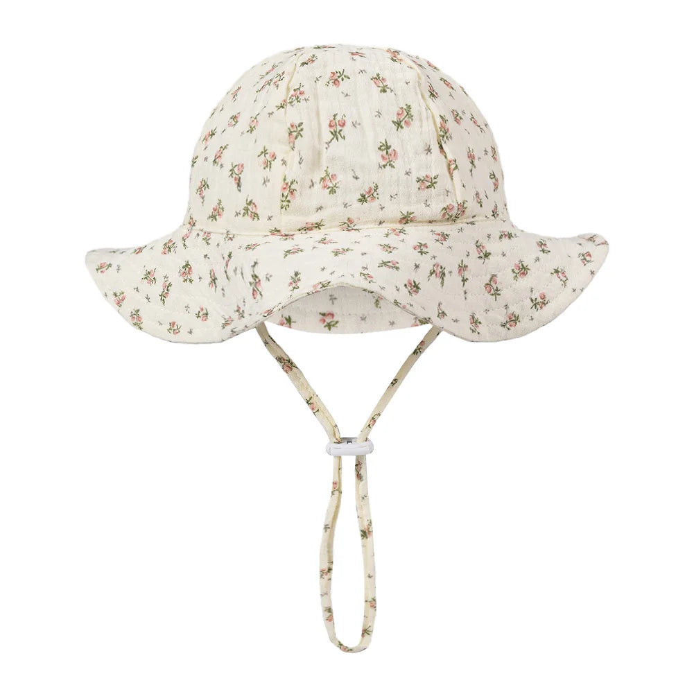 Floral Baby Bucket Hat UK Adjustable Infant Sun Cap