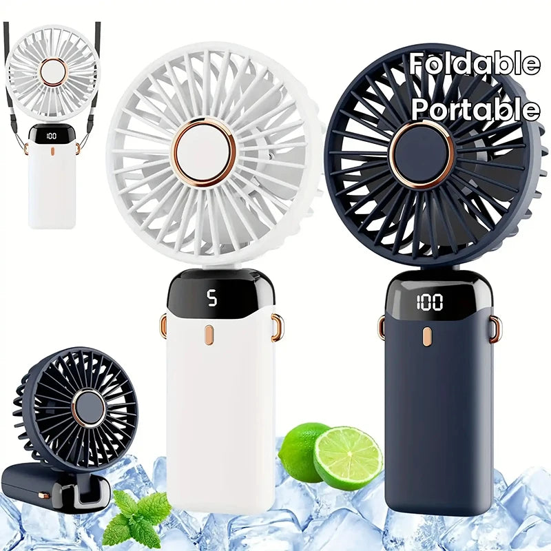 Foldable Mini Neck Fan USB Rechargeable 5-Speed Portable Fan
