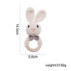 Crochet Bunny Baby Rattle Wooden Teether Toy