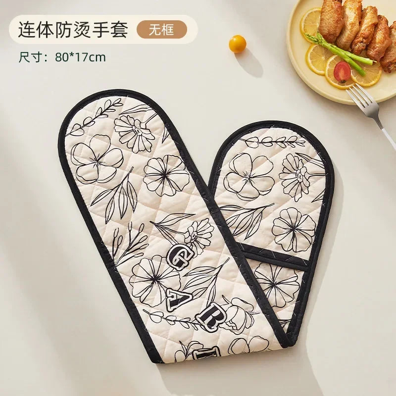 Cotton Linen Oven Mitt – Heat Resistant BBQ & Baking Glove