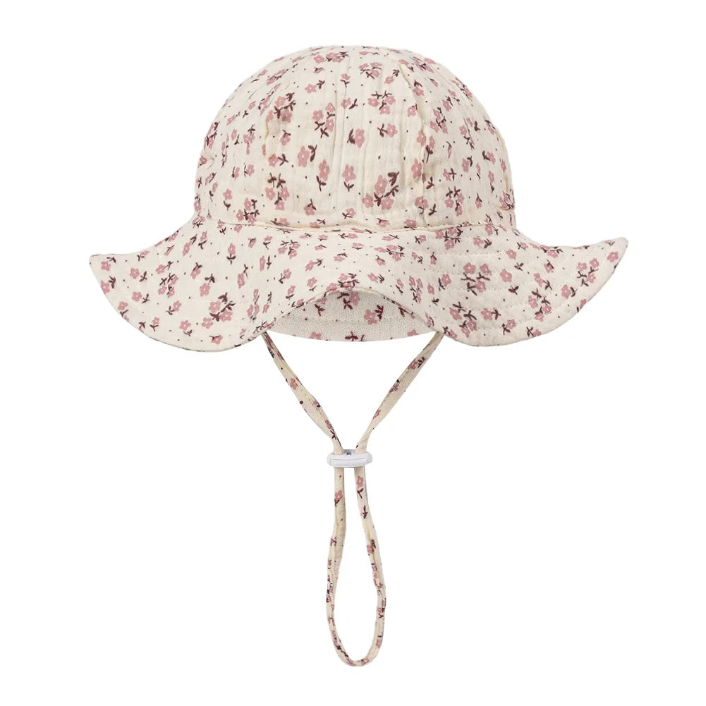 Floral Baby Bucket Hat UK Adjustable Infant Sun Cap