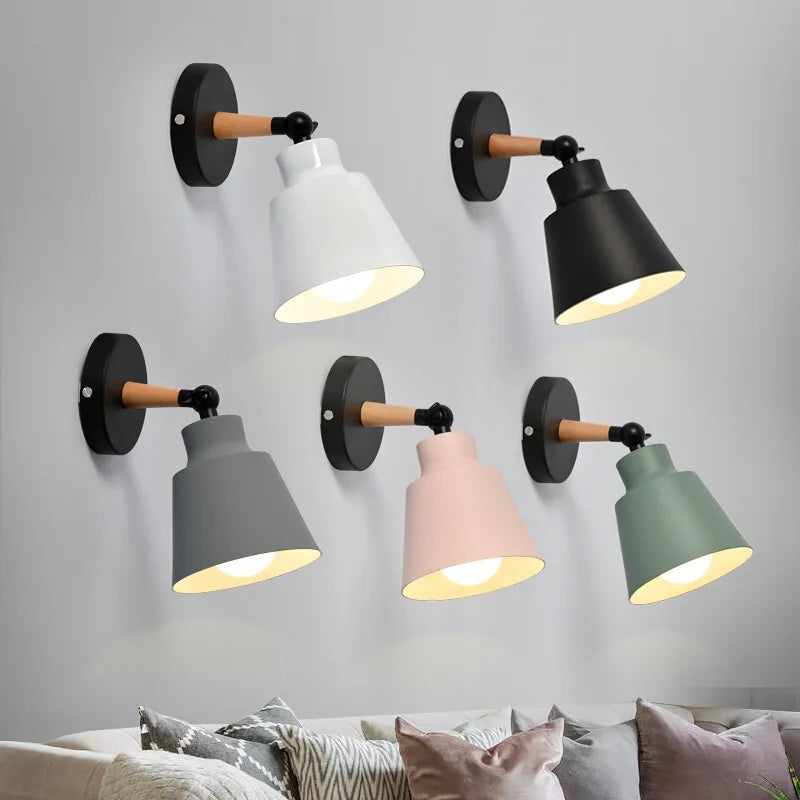 Nordic Solid Wood LED Wall Lamp Modern Bedside Light