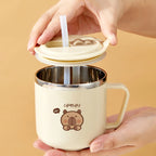 WORTHBUY Capybara Kids Water Cup 316 Stainless Steel Straw Mug