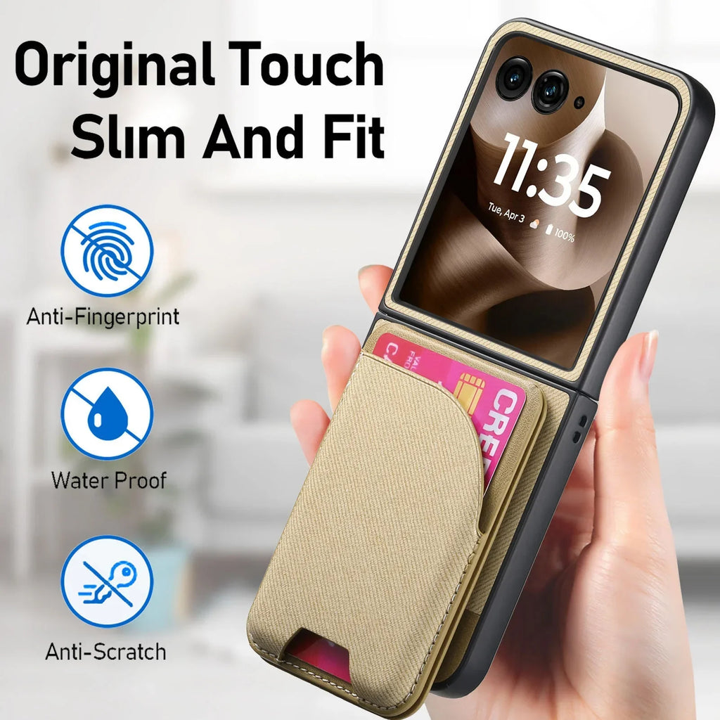 Magnetic Leather Wallet Case for Motorola Razr 60 50 40 Ultra