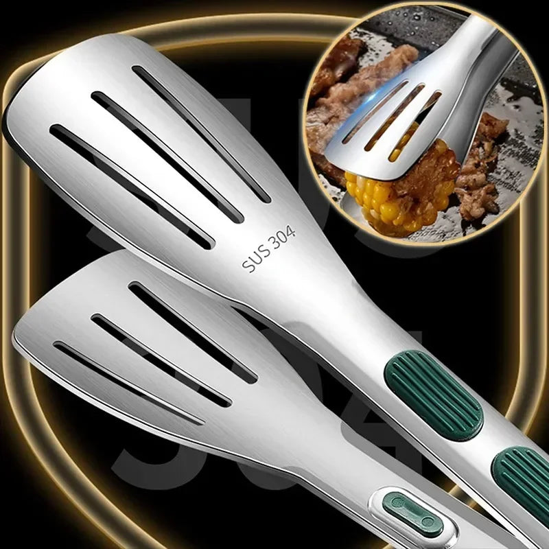 Stainless Steel Kitchen Tongs – Heat Resistant BBQ & Food Clip Tool