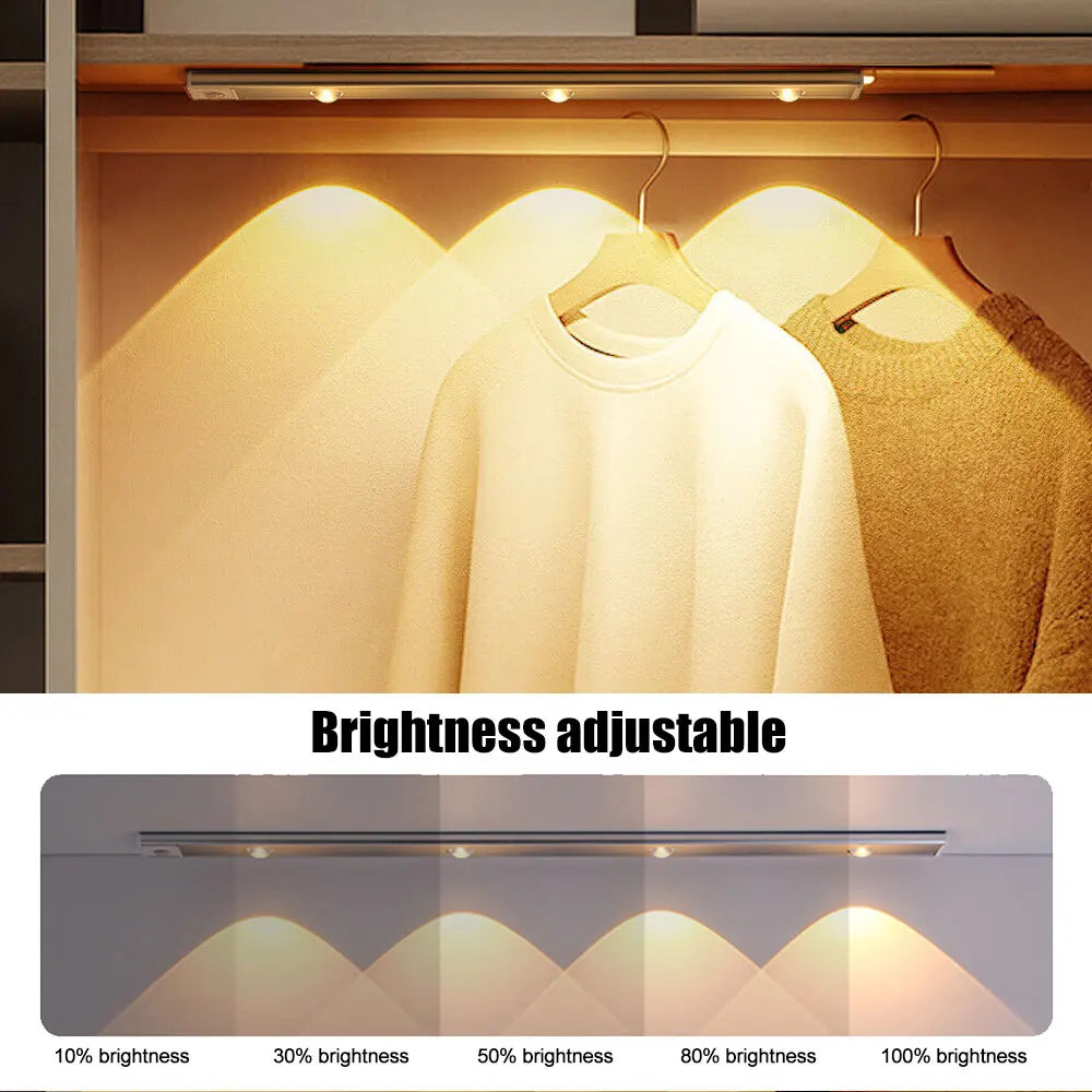 Wireless Motion Sensor LED Night Light – USB Rechargeable Cabinet Lamp