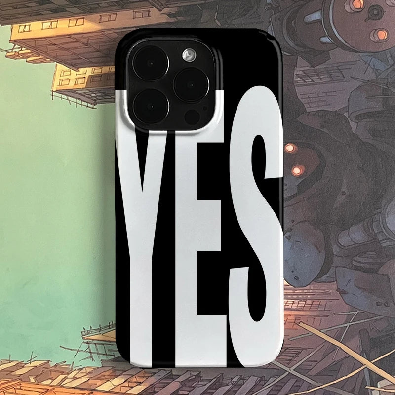 YES NO Letter Art iPhone Case for 16 15 14 13 12 11 Pro Max