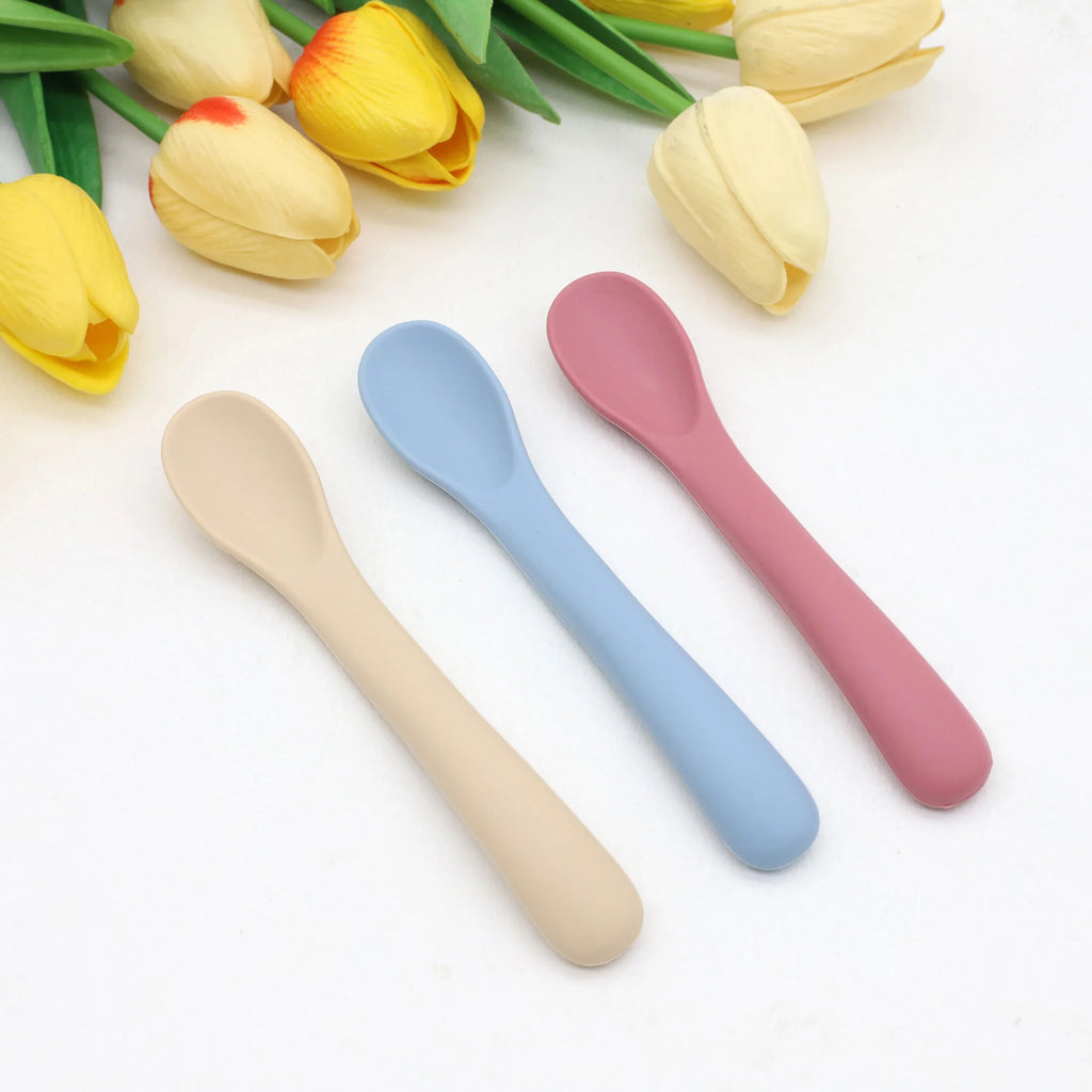 3PCS Baby Silicone Soft Spoon Set for Infant Feeding