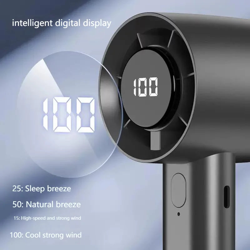 Portable Mini Handheld Fan with LED Display USB Cooling Fan
