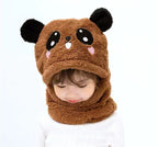 Kids Cartoon Winter Hat & Scarf Set Warm Fleece Cap
