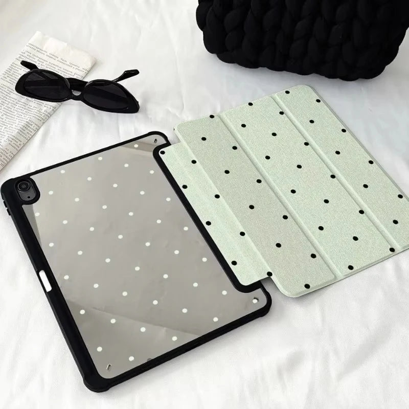 Black Polka Dots Trifold Case for iPad Air Pro Mini 10.2 10.9 Cover