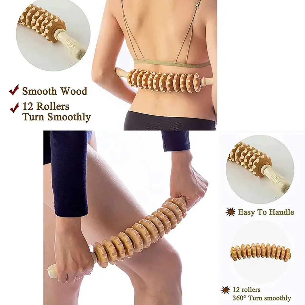 Wooden Fascia Massage Roller Body, Back & Leg Massager