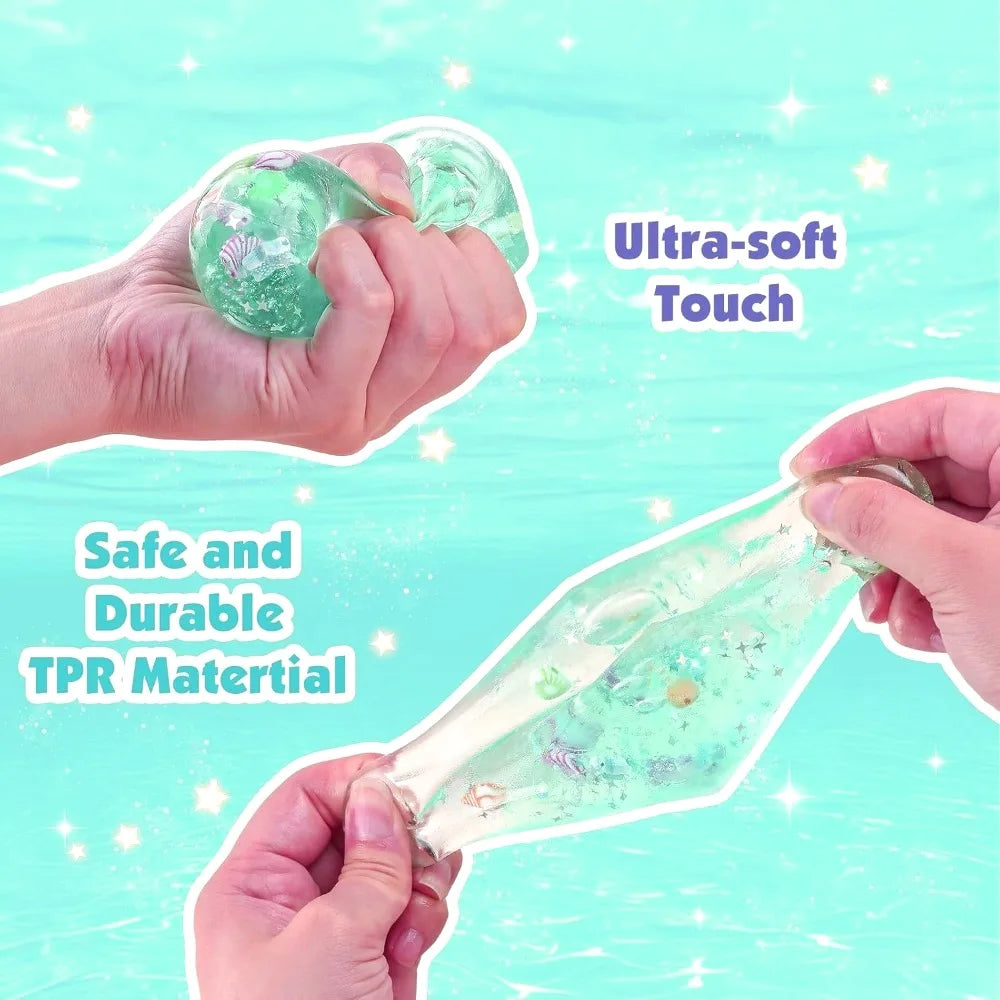 close up of fingers pressing into squishy stress balls cube for tactile sensory stimulation