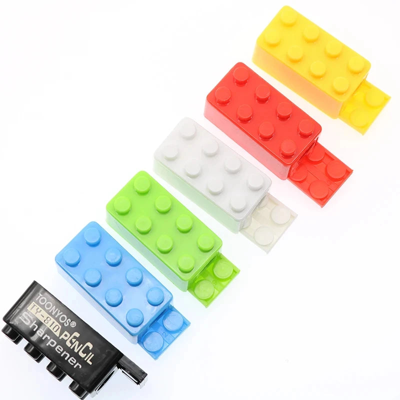 Cartoon Building Blocks Pencil Sharpener Kids School Stationery Main image
