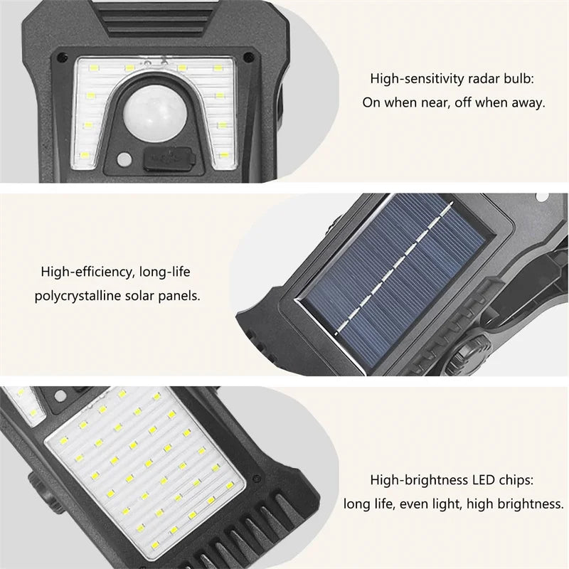 Waterproof Solar Motion Sensor Fence Lights with 3 Lighting Modes
