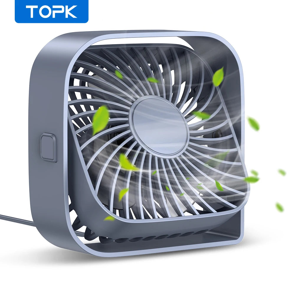 TOPK Mini USB Desk Fan 3 Speed 360° Rotatable Quiet Fan