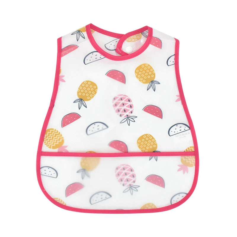 Cartoon EVA Waterproof Baby Bib with Pocket Feeding Apron