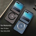 Magnetic Luxury Woven Leather Case for Motorola Razr 70 60 50 Ultra