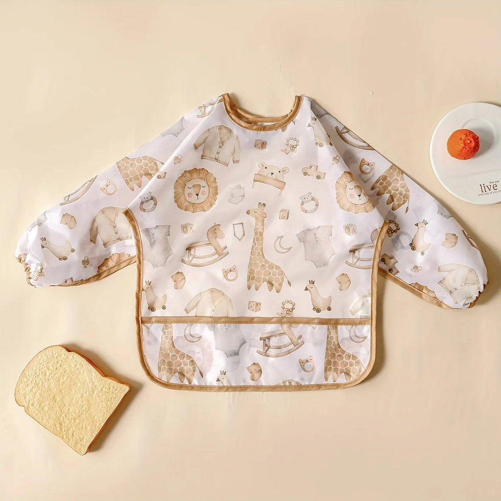 Waterproof Baby Bib Long Sleeve Apron for Feeding & Drawing