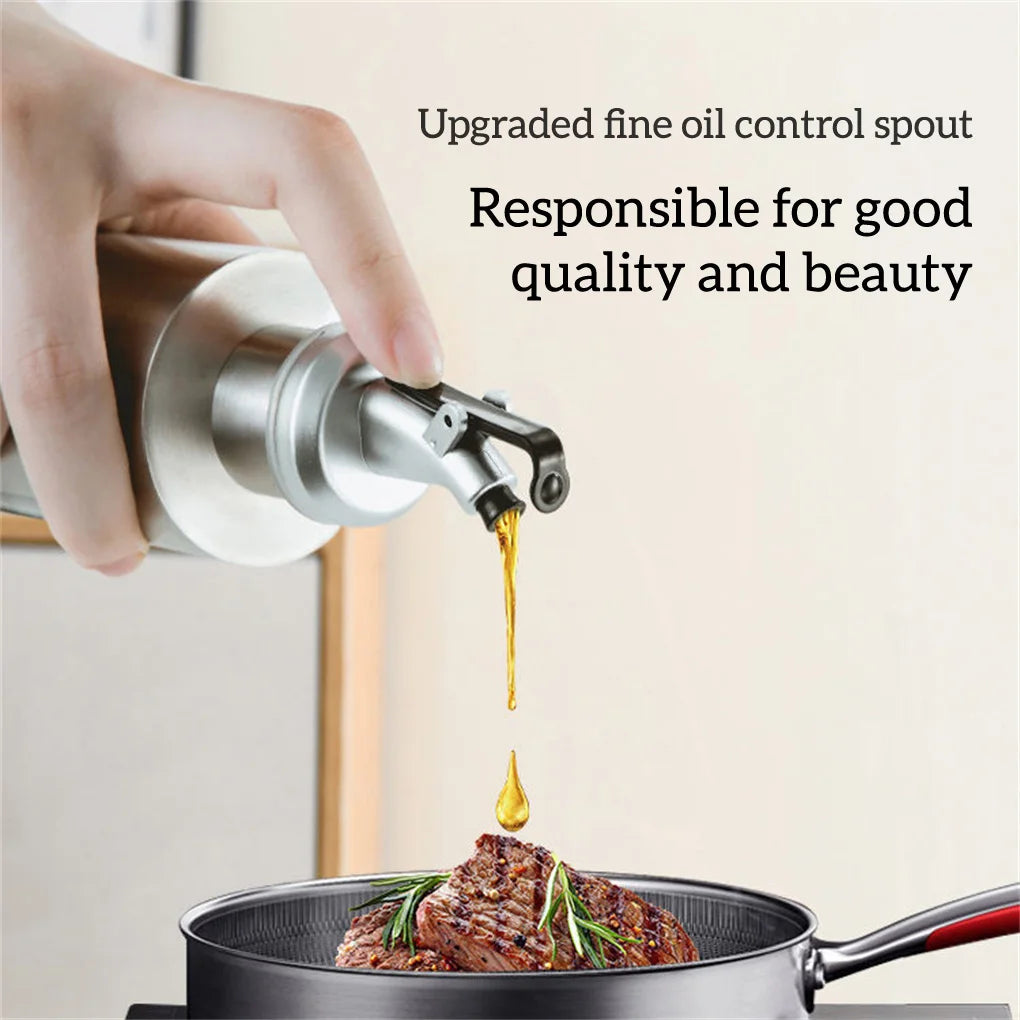 Portable Stainless Oil Bottle 190ml Kitchen Sauce & Vinegar Dispenser Secondary image