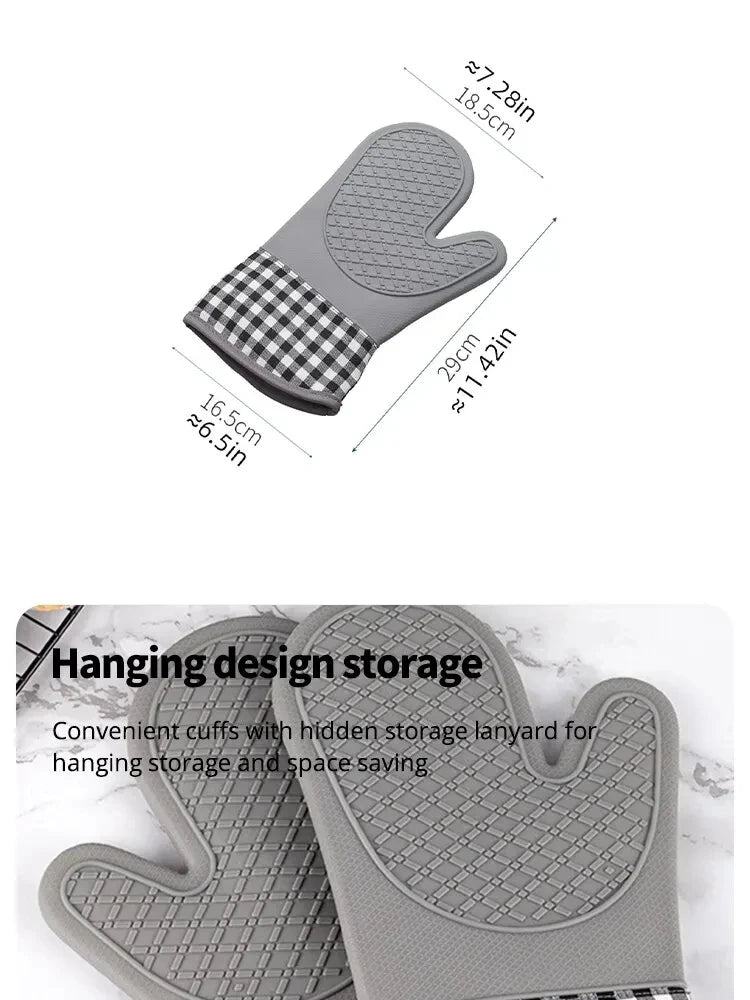 Silicone Insulated Gloves Heat Resistant Anti-Slip Kitchen Oven Mitts
