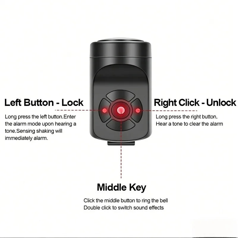 USB Rechargeable Bike Electronic Horn 120dB Loud Alarm Bell