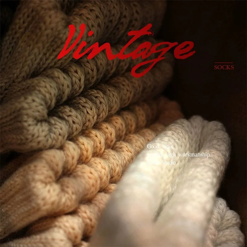 Men Vintage Thick Sports Socks Towel Bottom Casual Unisex