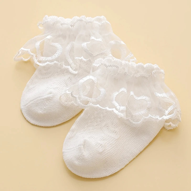 Princess Lace Baby Socks for Girls Cute Ruffle Anti-Skid Socks