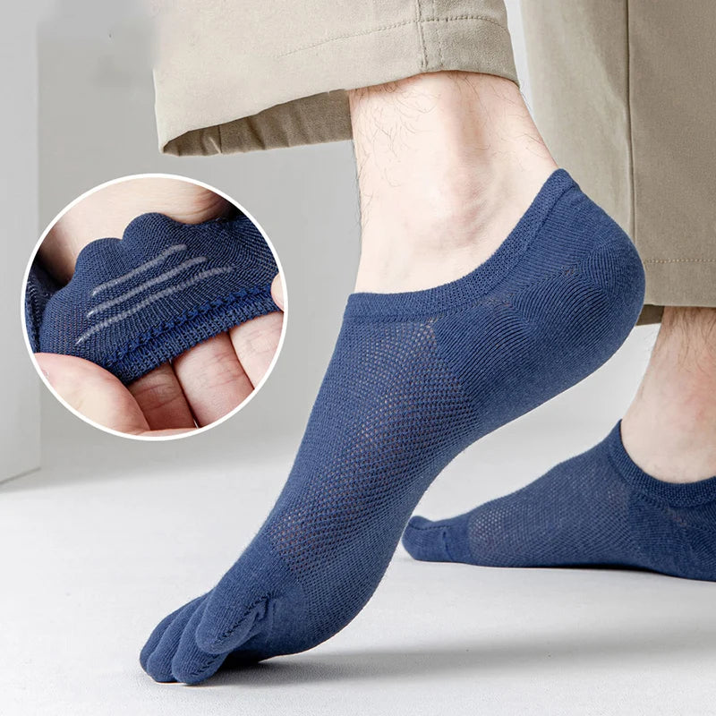 Men’s Toe Socks Breathable Anti Sweat Casual Finger Socks 3 Pairs