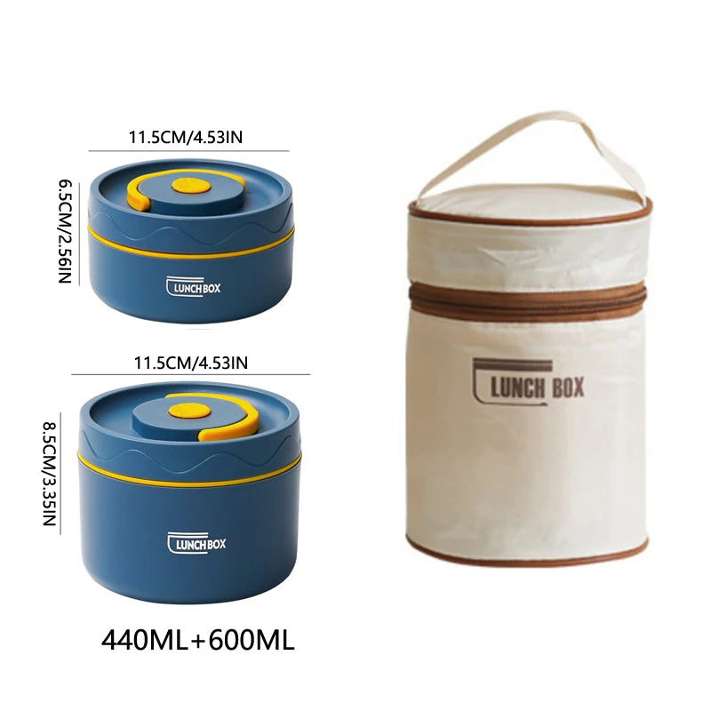 304 Stainless Steel Insulated Lunch Box Double Layer Sealed Food Container with Bag