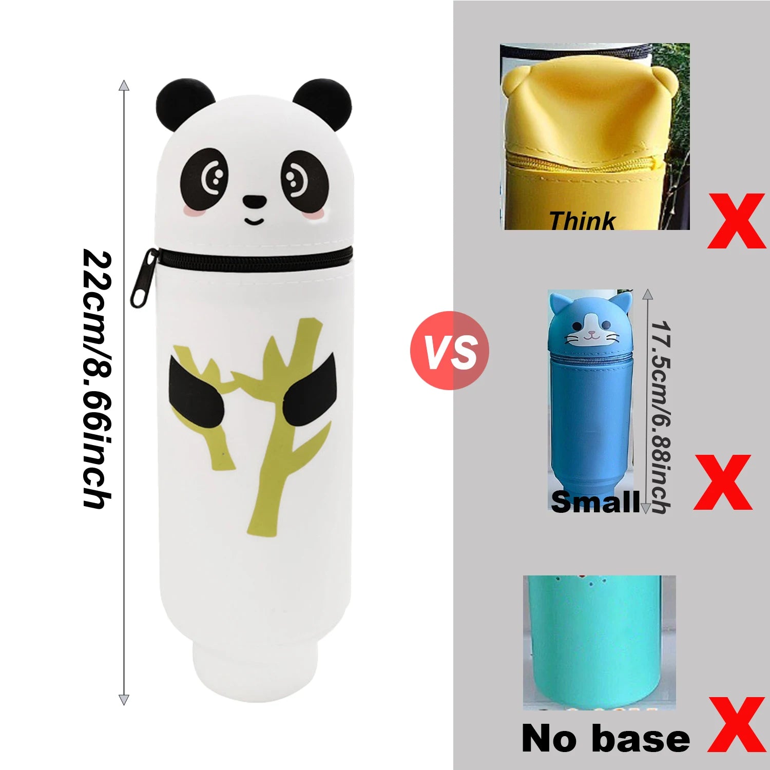 Cute Animal Silicone Pencil Case 2-in-1 Zipper Pen Pouch