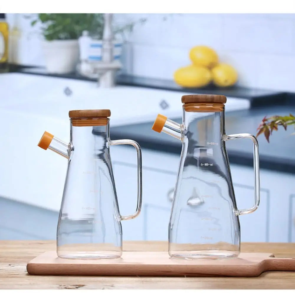 900/1000ml Glass Oil Bottle Heat Resistant Oil Dispenser with Handle
