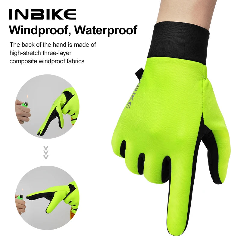 Winter Cycling Gloves Waterproof Touchscreen Fleece Thermal Bike
