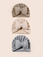 3PCS Baby Bowknot Knitted Hat Set Soft Infant Beanies