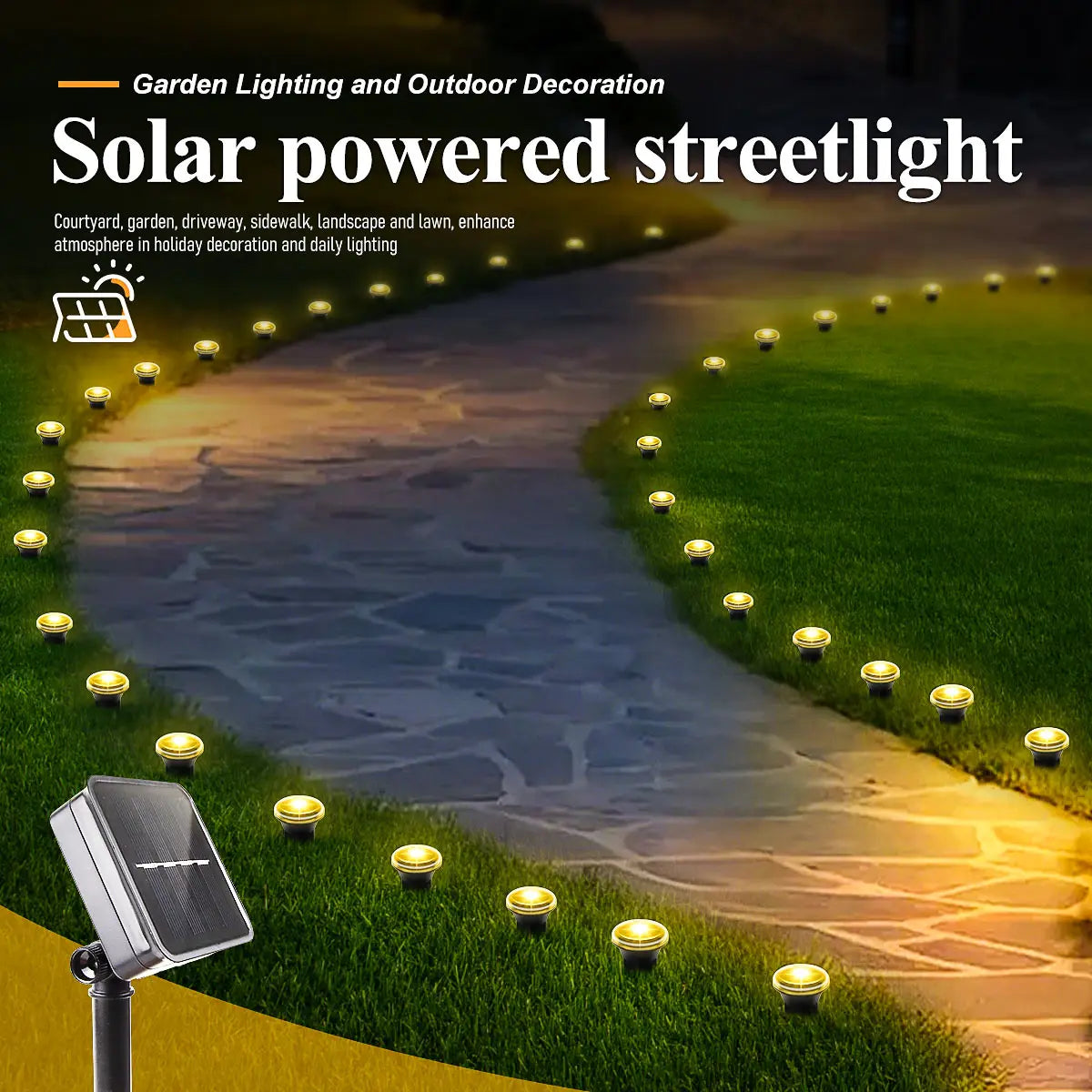 Solar LED Garden Pathway Lights 8 Lighting Modes