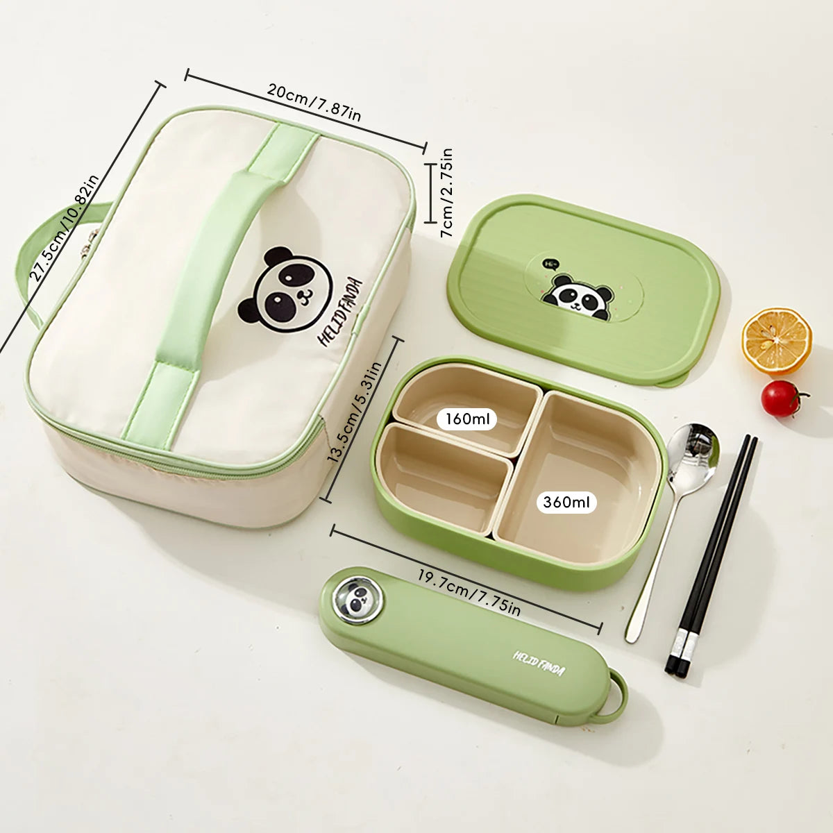 WORTHBUY 3 Grid Lunch Box Microwave Safe Detachable Bento Container