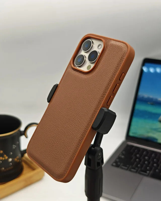 Premium Epsom Leather Case for iPhone 17 16 15 14 13 Pro Max Cover