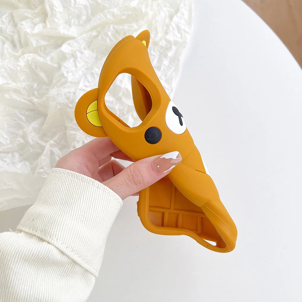 Cute Rilakkuma Bear Silicone Case for iPhone 12 13 14 15 16 17 Pro Max