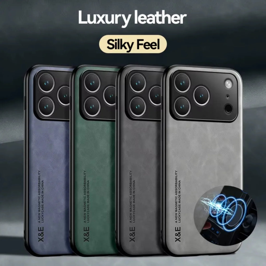 Premium Leather Magnetic Case for iPhone 17 16 15 14 13 Pro Max