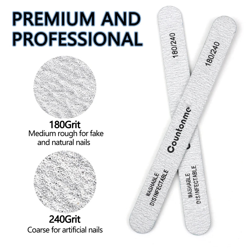 Wooden Nail File Set 100/180 Grit Manicure Pedicure Buffer