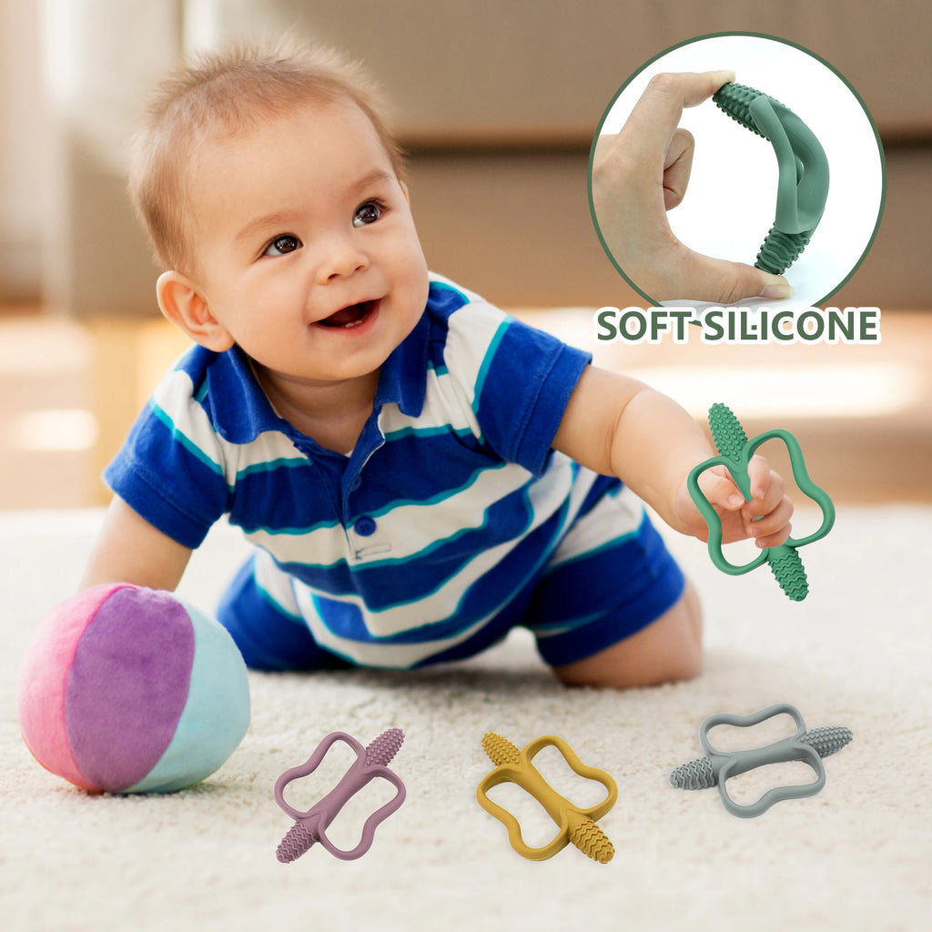 Baby Silicone Teether with Easy-Grip Handles BPA Free