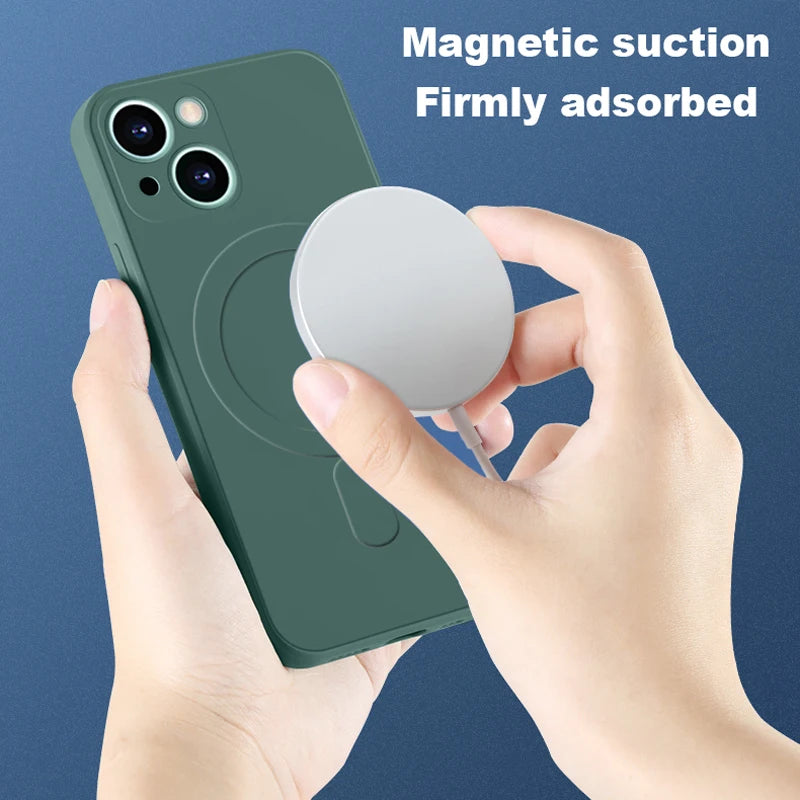 MagSafe Silicone Case for iPhone 11 12 13 14 15 Pro Max XR XS