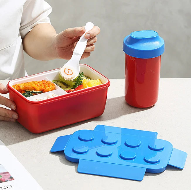 Portable Building Block Lunch Box 1050/1300ML Bento Food Container for Kids