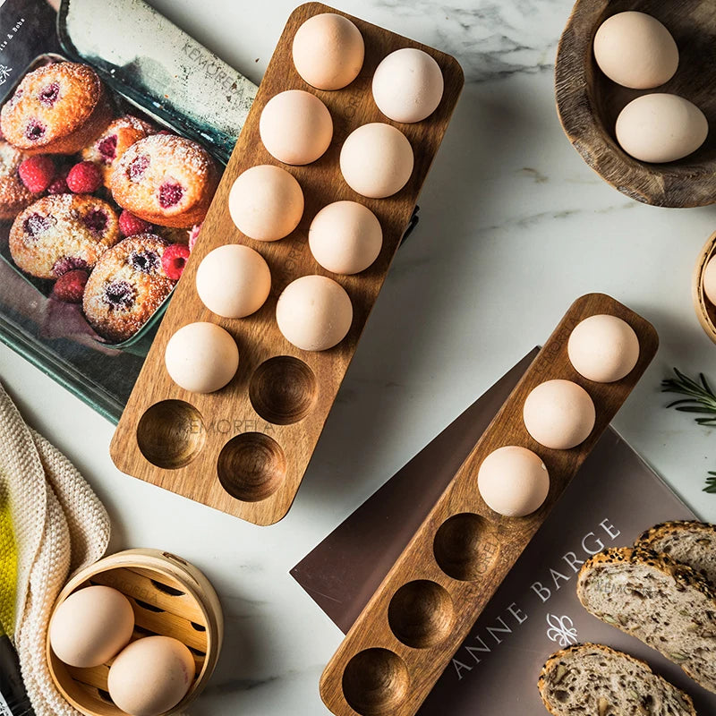 Wooden Egg Holder Rustic Egg Storage Rack Secondary image
