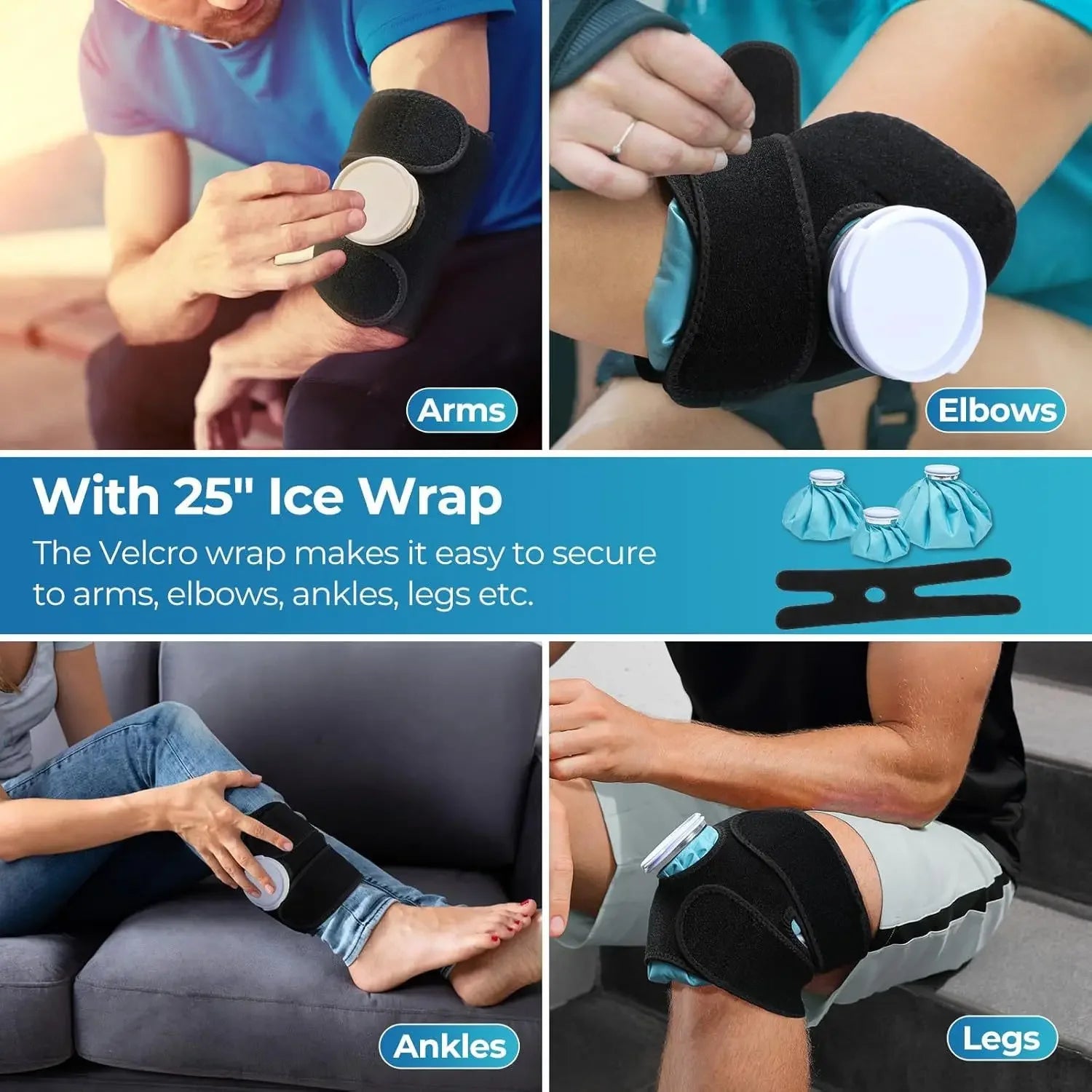 Ice Bag Elastic Wrap Cold Therapy for Knee and Joint Pain