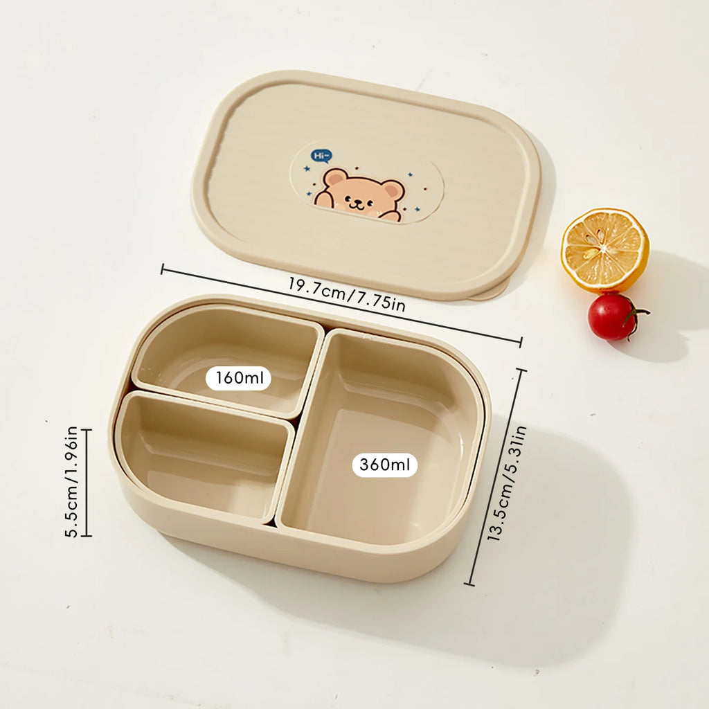 WORTHBUY 3 Grid Lunch Box Microwave Safe Detachable Bento Container