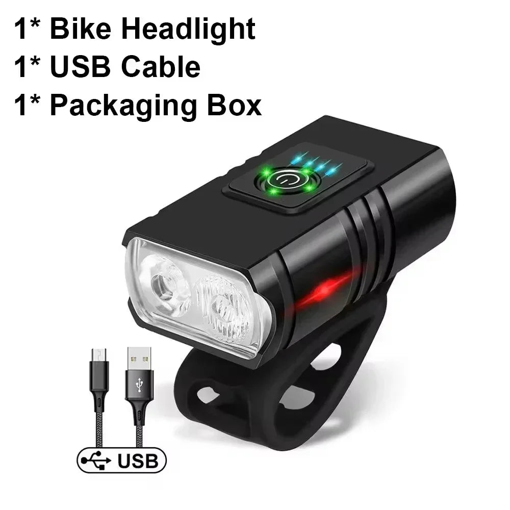 9LED Type-C Rechargeable Bike Flashlight Waterproof Light