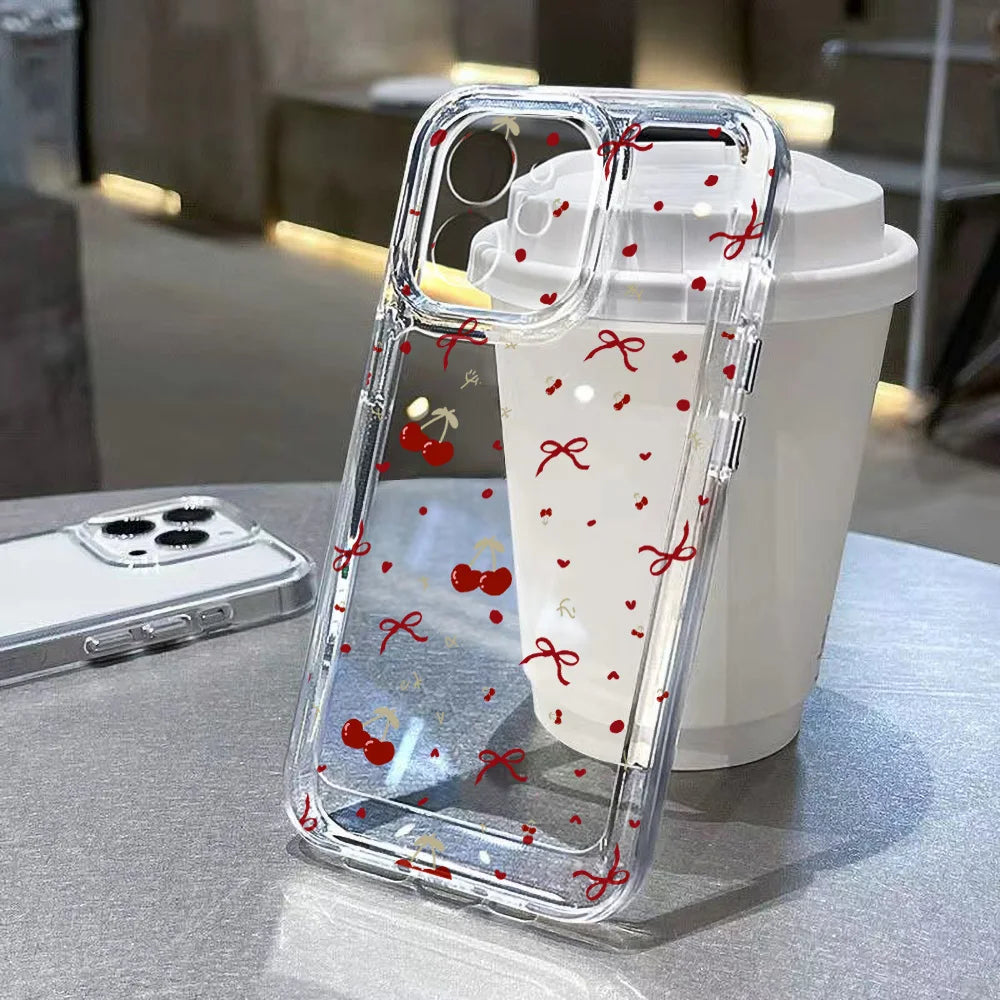 Transparent Floral Case for iPhone 11 12 13 14 15 16 Pro Max