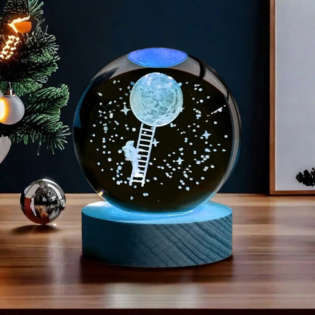 3D Astronaut Moon Landing Crystal Ball Night Light Secondary image