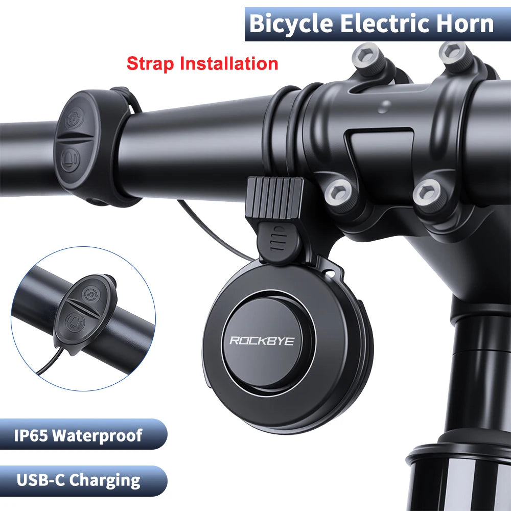 120dB Rechargeable Electric Bike Horn Waterproof Bicycle Safety Bell